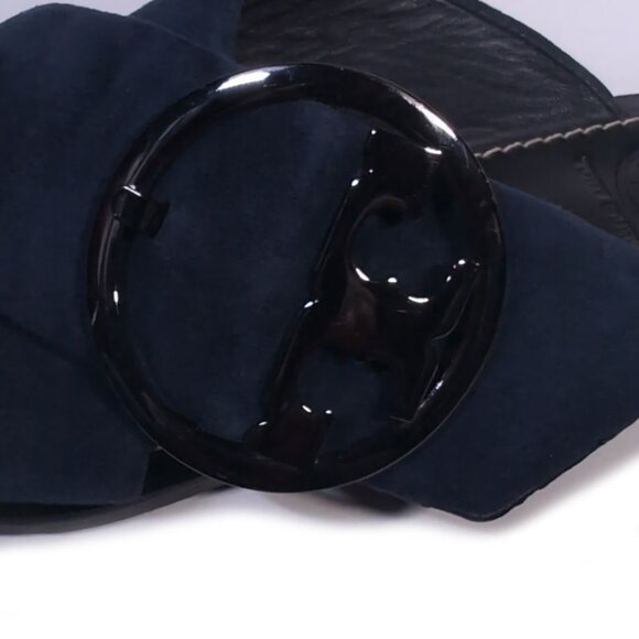 TORY BURCH Sandals Blue Suede Slide 'THAMES' Womens Size 6.5 - Picture 7 of 9